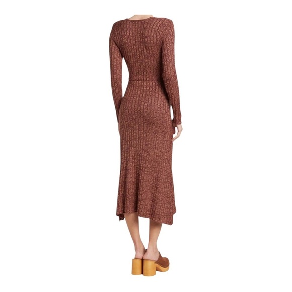 AFRM Womens Sweater Dress Maxi Cut Out Long Sleeves Rust Brown NWOT - Picture 2 of 8